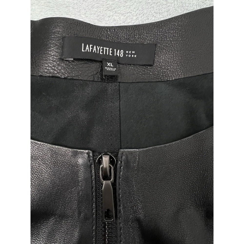 Lafayette 148 New York Laser Cut 100% Leather Front Full Zipper Jacket Size XL - Picture 4 of 13
